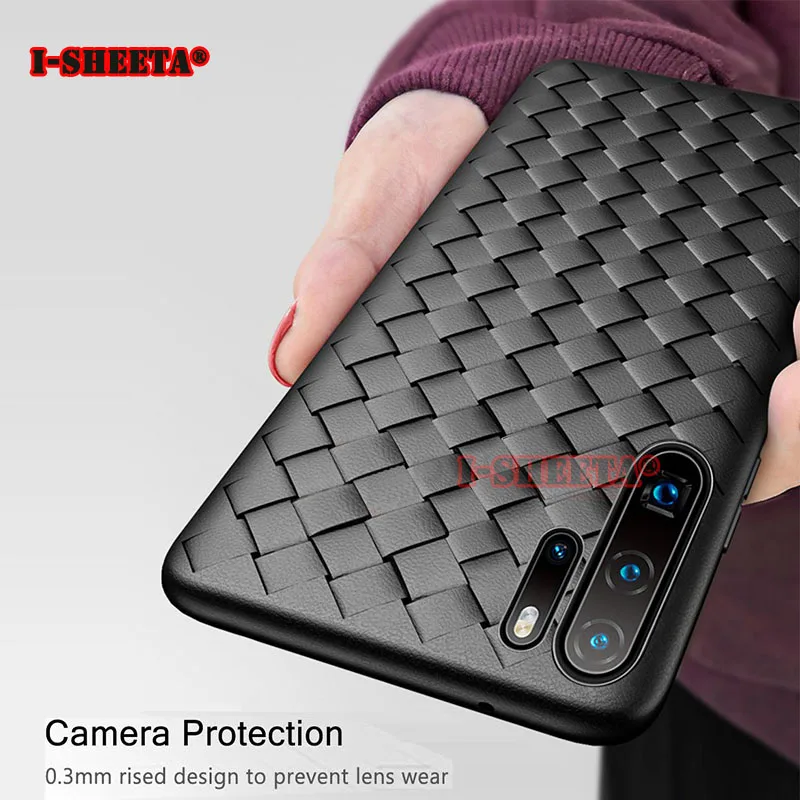 Тканая кожа текстура для Huawei P30 P20 Pro Чехол Мягкий ТПУ бампер силиконовый полная