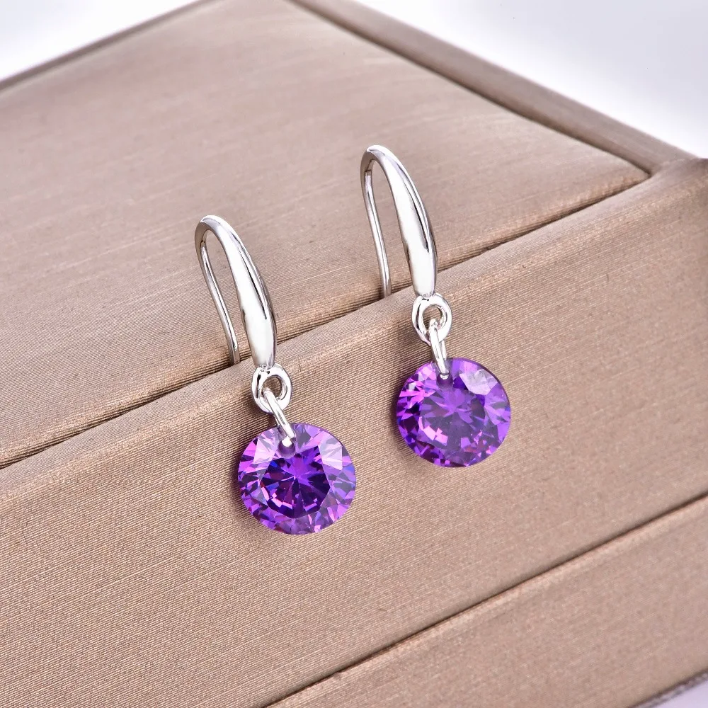 Серьги подвески женские с круглыми крючками из циркония|Серьги-подвески| |