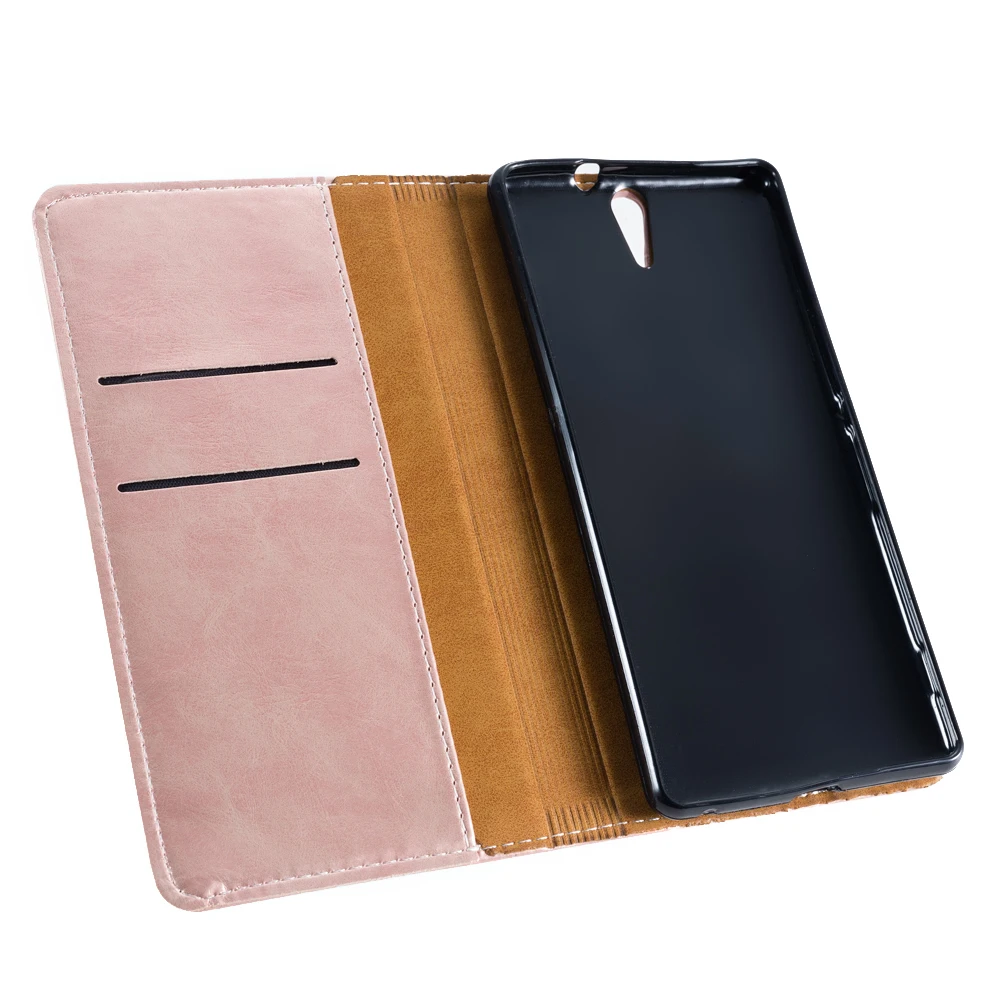 Кожаный чехол для телефона Sony Xperia C5 флип кейс ультратонкий деловой из мягкого ТПУ