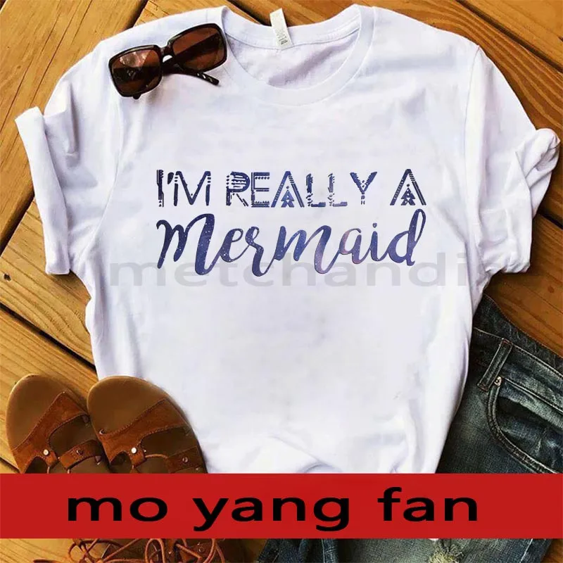 Новые футболка я действительно Русалка. Человек T shirt. Забавного зверька