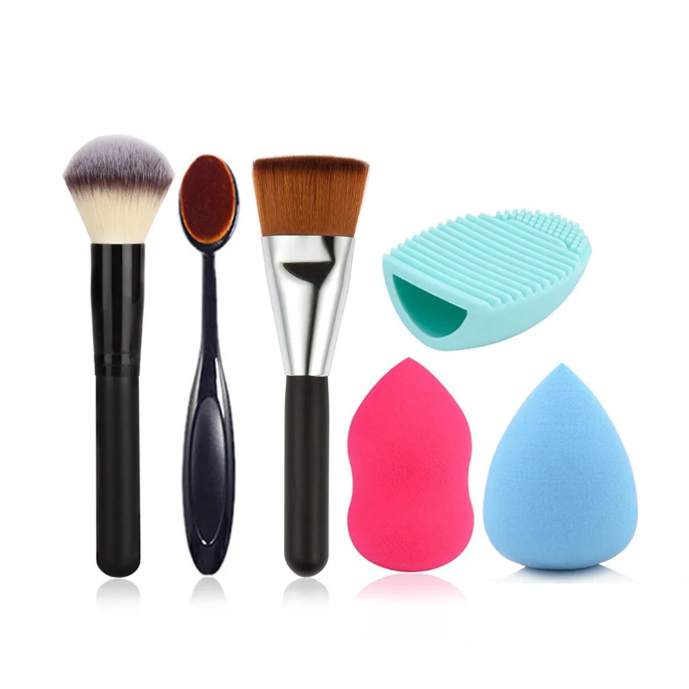 Набор кистей для макияжа из 6 штук: прочный порошковый губка помада Brushegg основание консилер румяна кисть Мэйк-ап красоты инструмент для чистки.