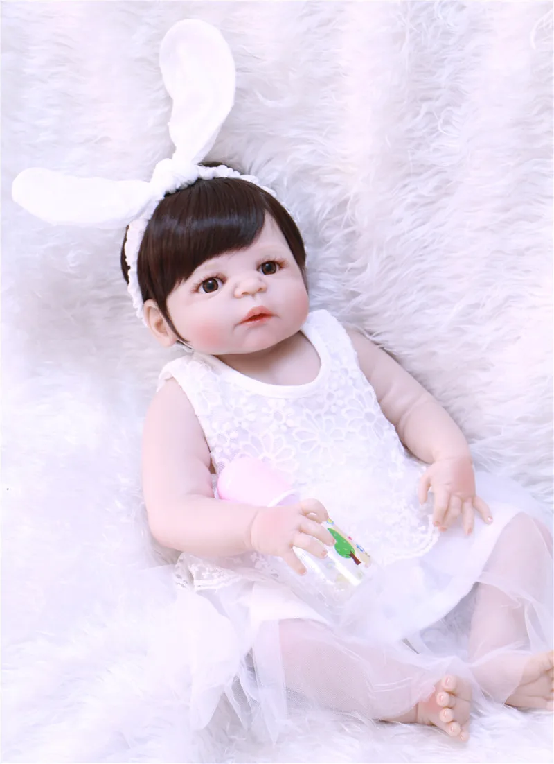 

Newest 22" girl bebe doll reborn full body silicone vinyl reborn babies children bath doll toys realista bonecas reborn
