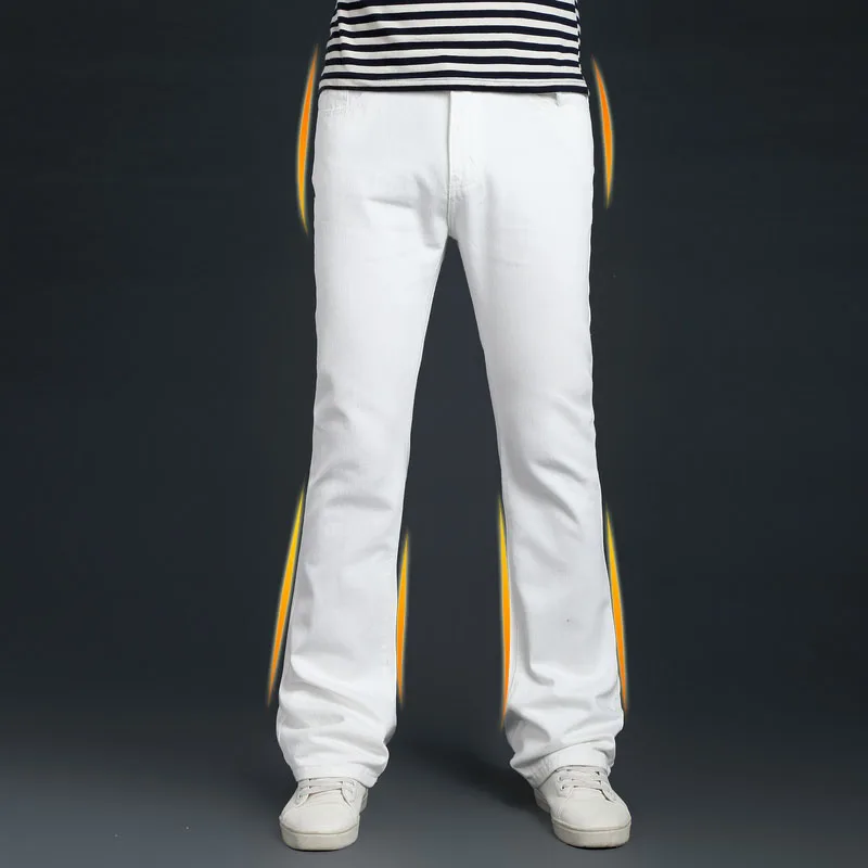

Autumn Mens bell bottom Denim Pants Winter Men White Flare Jeans Male Flared Jean Trousers Classic Boot Cut Slim pants 102301