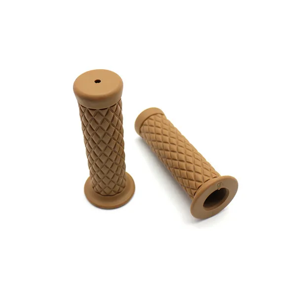 Khaki Motorcycle 7/8'' Retro Rubber Handlebar Hand Grip For Honda Suzuki Kawasaki Triumph Cafe Racer Bobber Custom - Color: Khaki