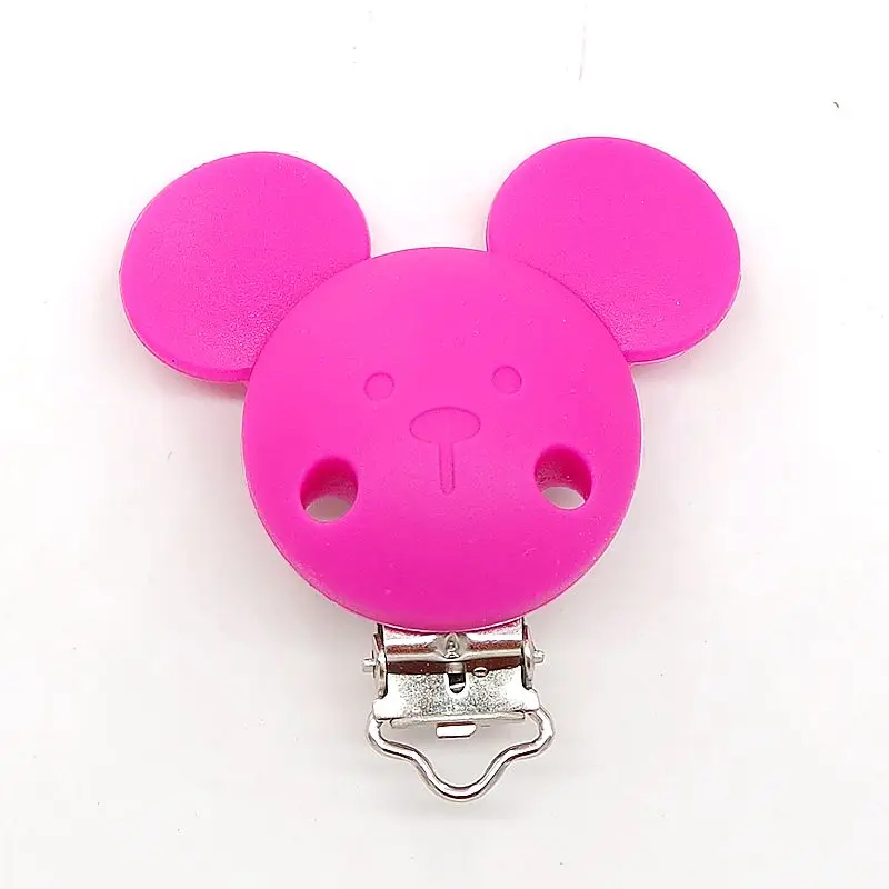 Fuchsia Chenkai 10 шт Силиконовая пустышка с Микки-Маусом, пустышка, цепочка для прорезывателя, держатель, клипсы, сделай сам, Детская мышь, игрушки для кормления животных, аксессуары, BPA бесплатно - Цвет: Fuchsia