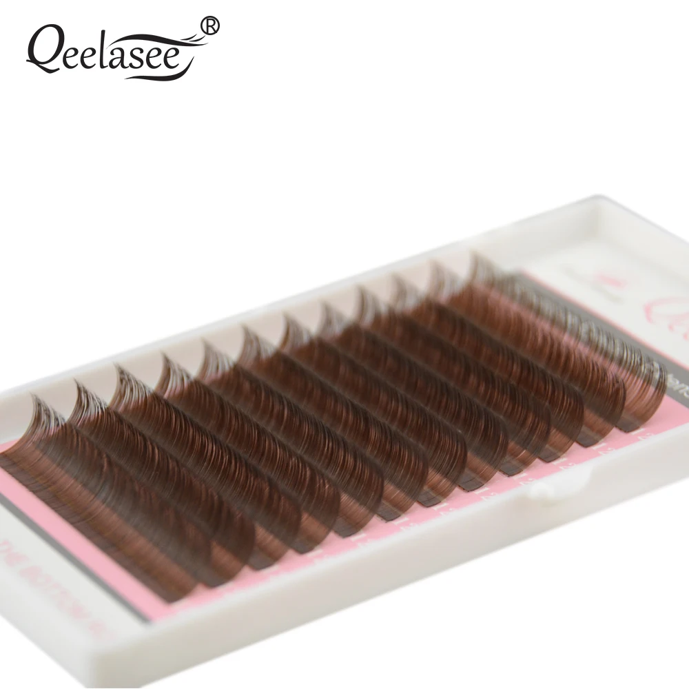 Qeelasee коричневый цвет накладные ресницы из норки коричневый Цвет Maquiagem Cilios C/D кудри 1 лоток/лот