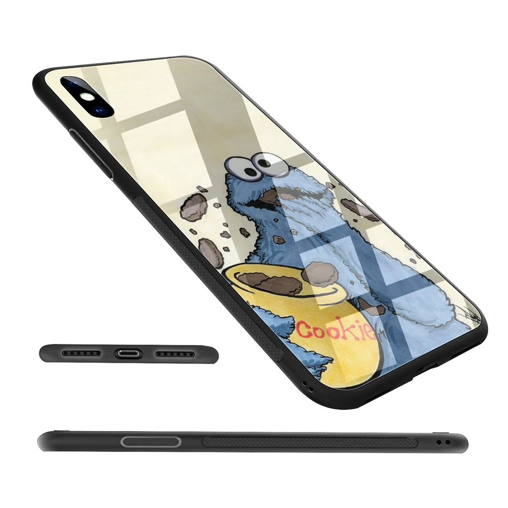 Lavaza Elmo печенье монстр закаленное стекло ТПУ чехол для iPhone XS Max XR X 8 7 6 6S Plus 5 5S SE |