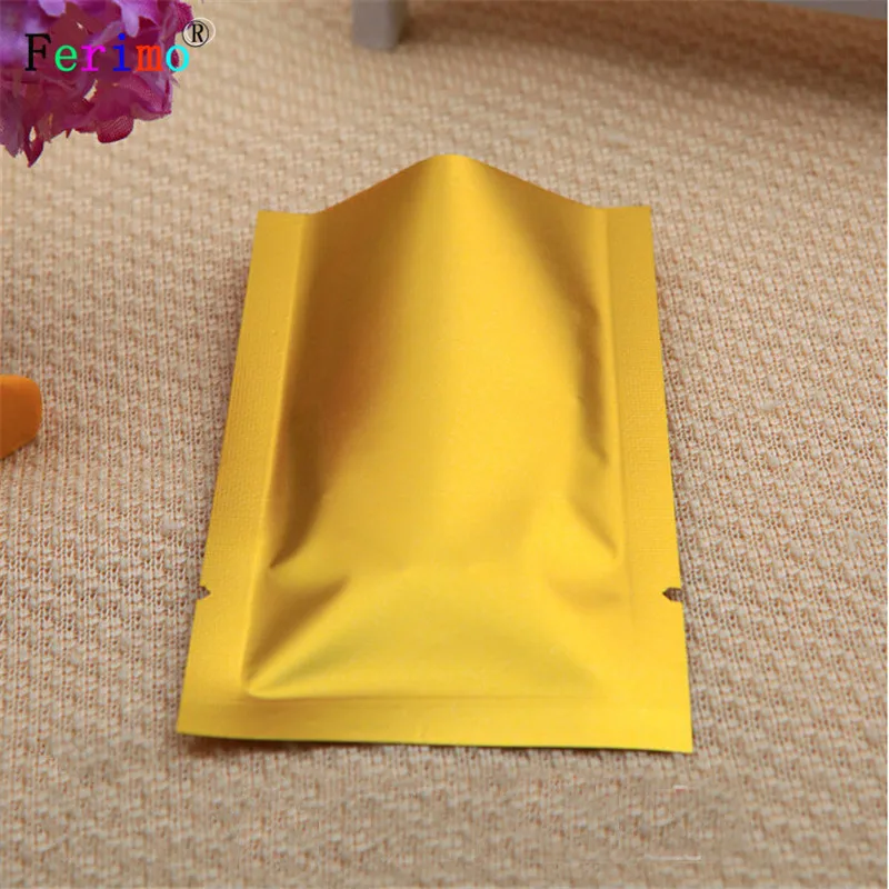 

Ferimo 100pcs 12* 18 cm gold plating dumb aluminium flat pockets of aluminum foil bag drug coffee tea storage bags