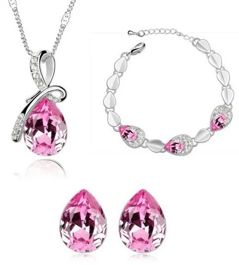 Оптовая высшего сорта Австрия кристалл кулон ожерелье серьги браслет Комплект