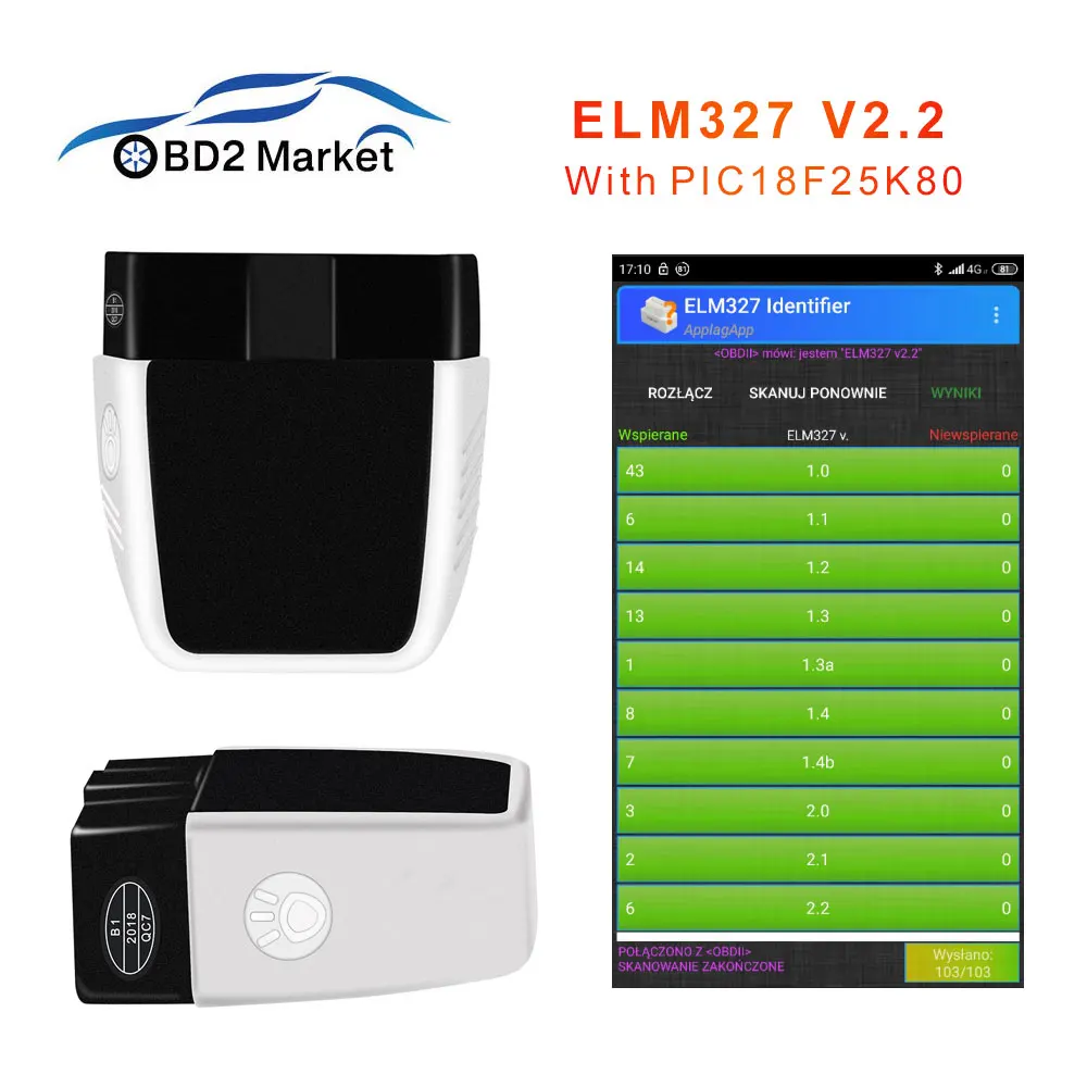 Elm327 V2.2 bluetooth 4 0 obd2 инструменту диагностики с PIC15F25K80 для IOS/Android автомобилей лучше