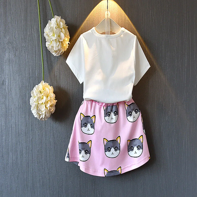 Новинка 2018 года летний комплект для девочек: футболка с героями мультфильмов +