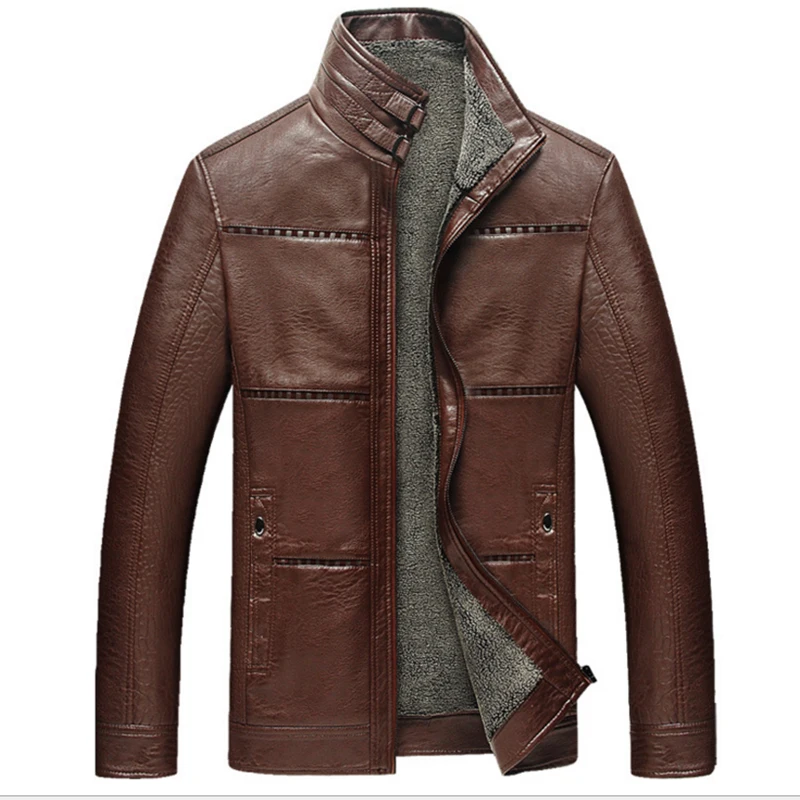 Толстый pu имитация овечьей кожи кожаная куртка Для мужчин модные S зима Кожаные