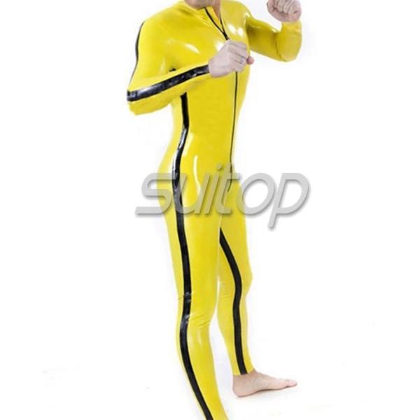 Резиновый костюм костюма zentai желтый латексный костюм-кошка с линией тела |