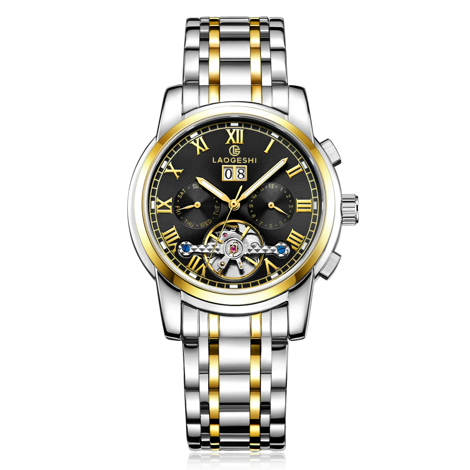Top Brand Luxury Mens Tourbillon Automatic Mechanical Watch Stainless Steel Auto Date Gold Waterproof Male Wristwatch Relojes | Наручные