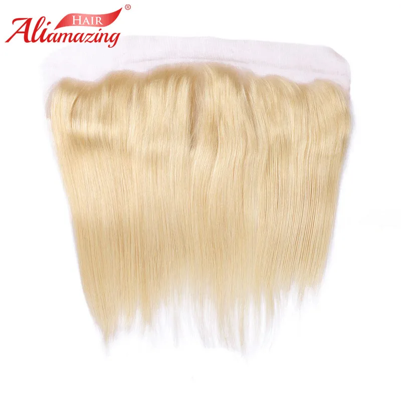 

Ali Amazing Hair 13x4 Lace Frontal Brazilian Silky Straight Remy Human Hair Lace Frontal Middle Free Three Part Blonde 613 color