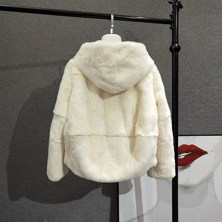 OFTBUY пальто с натуральным мехом, зимняя куртка для женщин, полностью натуральный мех кролика Рекс, капюшон, уличная верхняя одежда, повседневная Толстая теплая Модная одежда