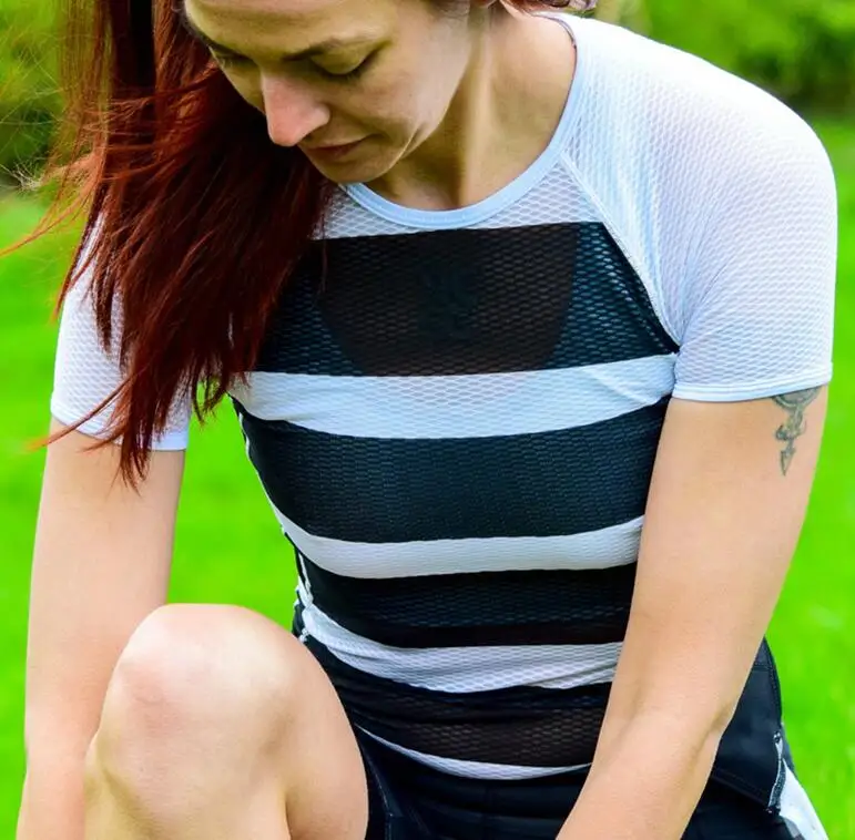 Black short sleeve Женское Спортивное нижнее белье в горошек из полиэстера с сеткой розового и черного цветов - Цвет: Black short sleeve