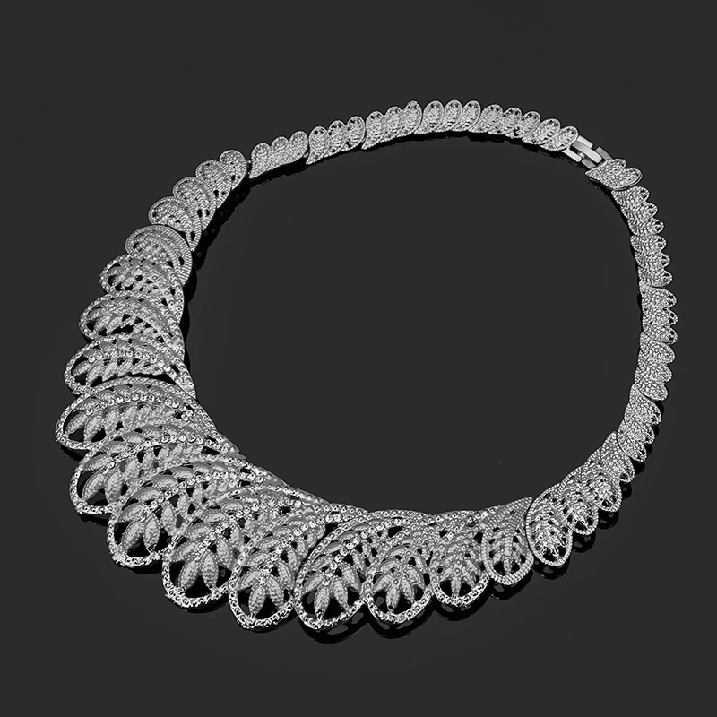 Fani нигерийские Женщины костюм Bijoux Ювелирный Набор оптом Мода Дубай ожерелье с серебряным покрытием/серьги/браслет/кольцо ювелирный набор