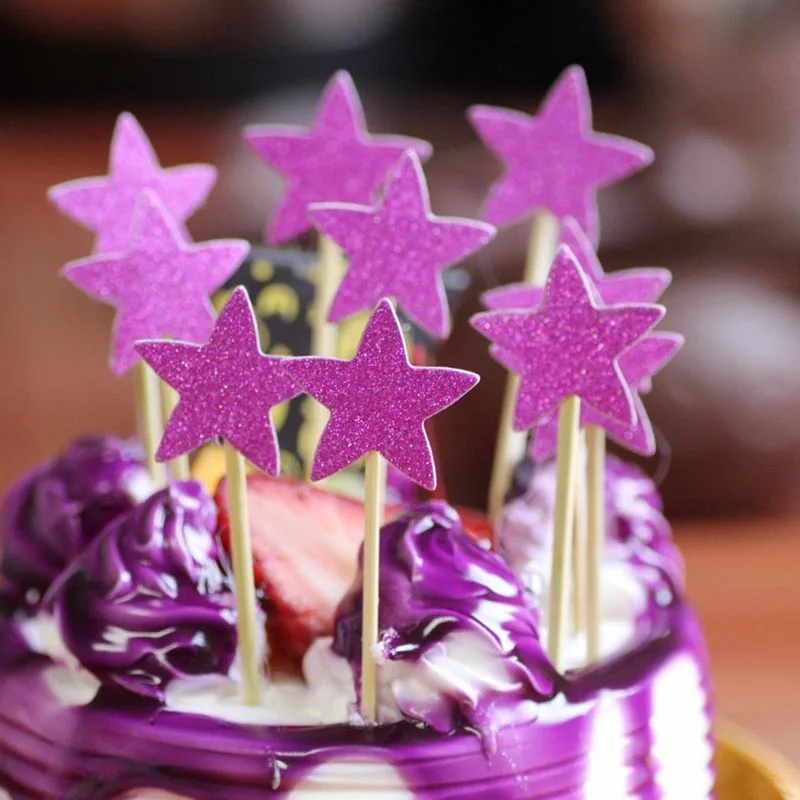 20 шт./лот форма звезды кекс торт Топпер флажки для торта Baby Shower Свадьба День рождения Рождество Вечеринка выпечки Творческий Decora 8Z