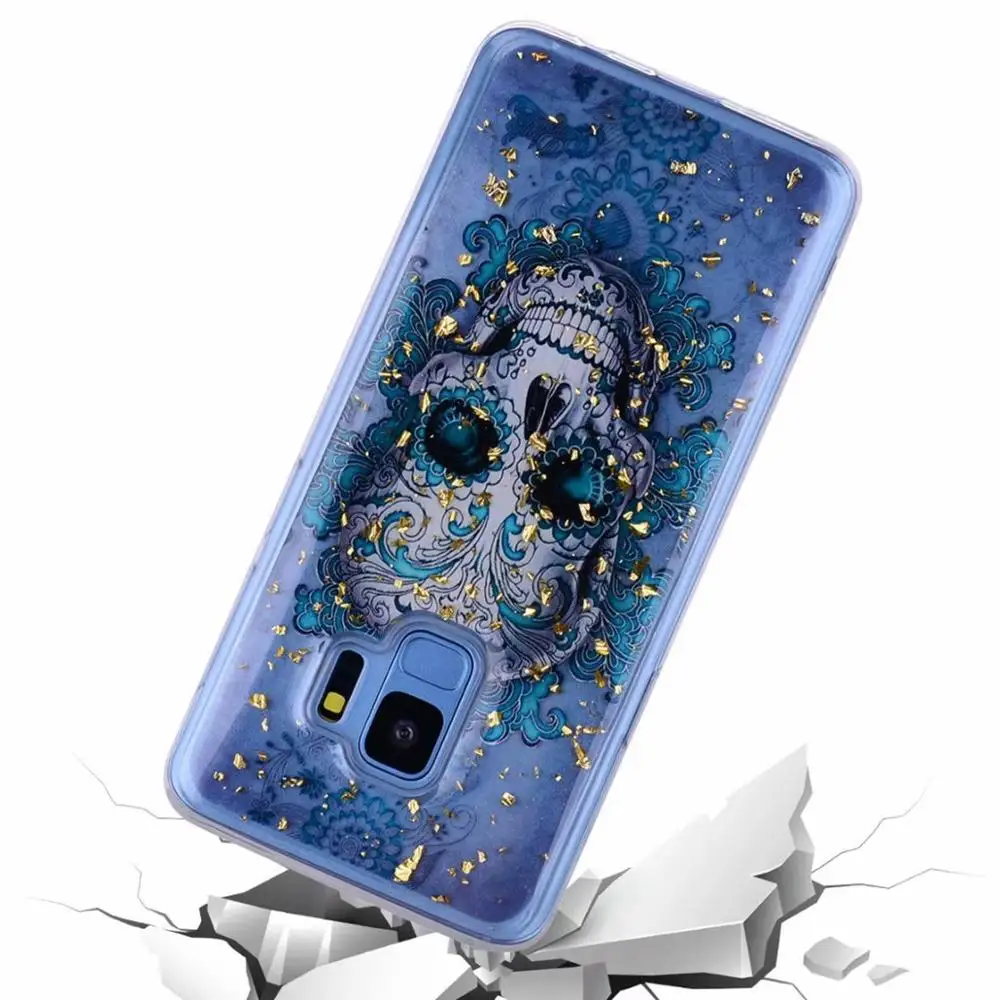 Эпоксидный чехол для телефона iPhone S9 S10 Plus прозрачный из ТПУ с цветком Samsung note 8 9 A30