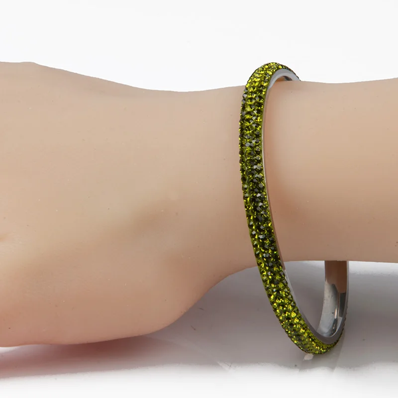 Высококачественный Браслет из нержавеющей стали с кристаллами в 3 ряда 10 цветов