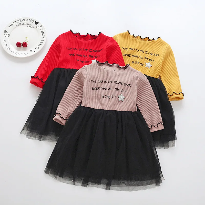 Платья для девочек весна-осень 2019 детское платье принцессы свитер с длинными