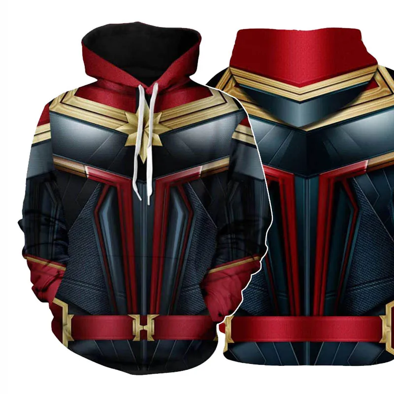 Cosroad 3D печать Марвел Капитан Carol Danvers костюмы для косплея повседневные худи и