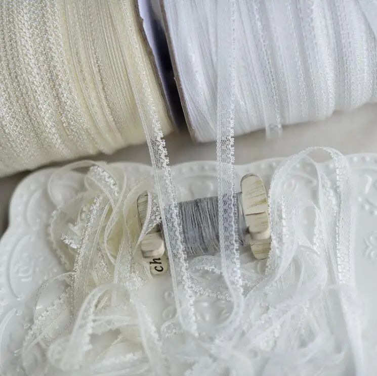 Wholesale 20 Meters White Light Beige 0.9cm WidthThin Non Elastic Stretch Clothing Lace Trim Ribbon | Дом и сад