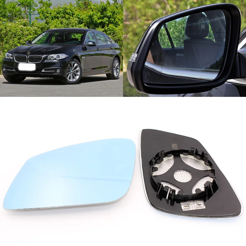 

For BMW 5 Series 520 523 525 528 530 535Li 2010-2017 Side View Door Mirror Blue Glass With Base Heated 1 Pair