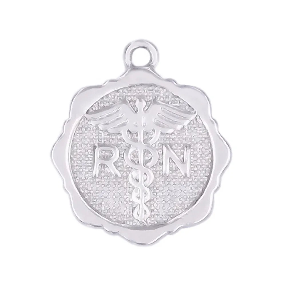 Rhodium тон R & N медицинский Кадуцей символ очарование медсестры подарок для