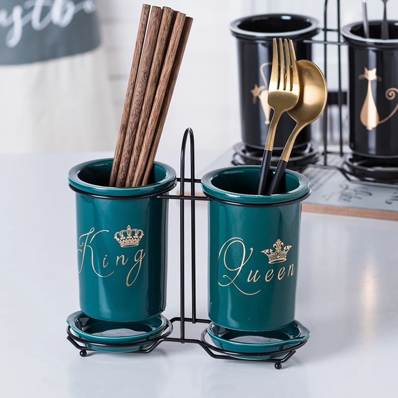 Керамический держатель для ложки вилки ножа палочек|Полки и держатели| |