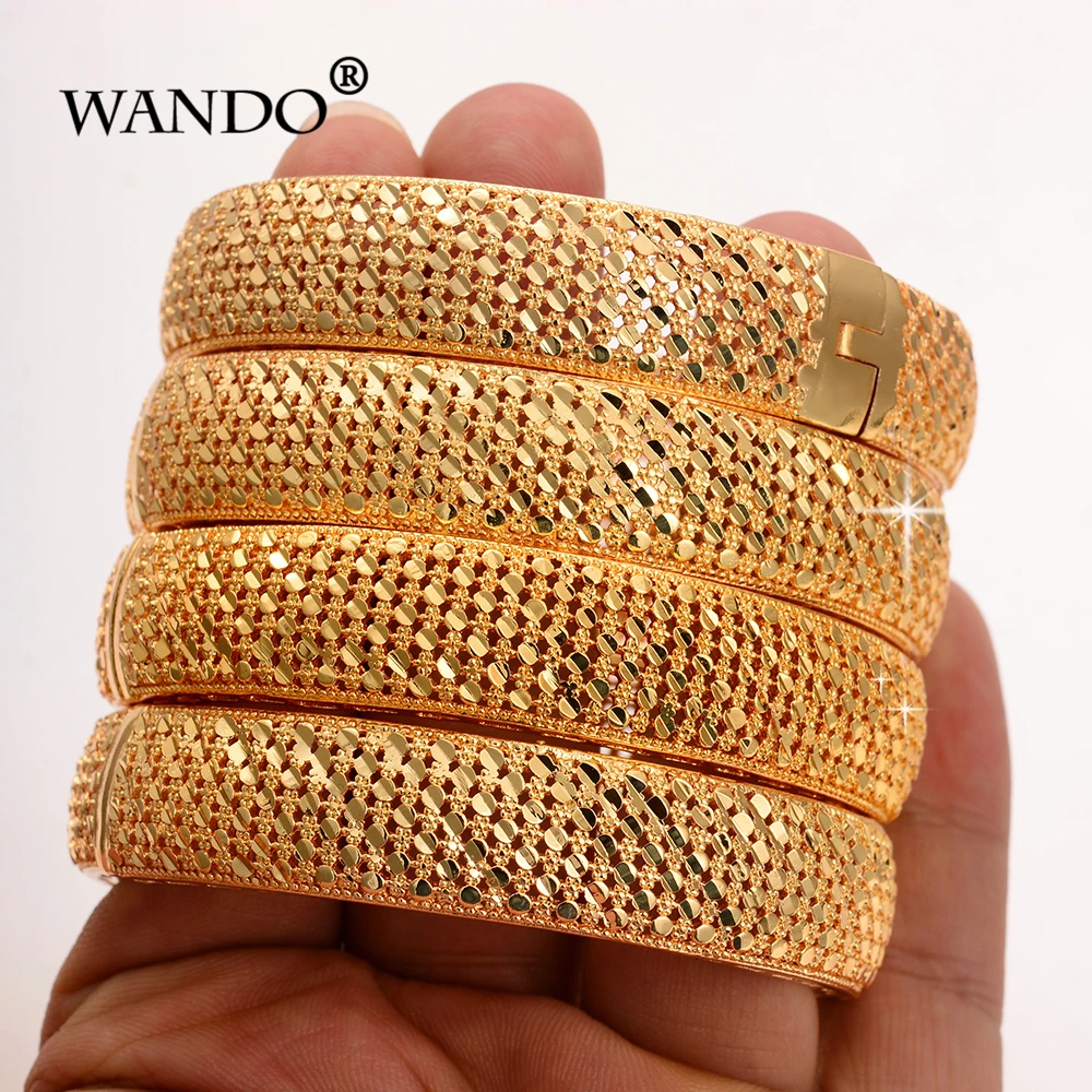WANDO 4 шт./лот золотые полые браслеты из Дубая женские эфиопские Ближний Восток