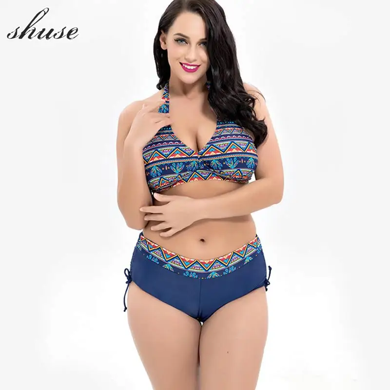 SHUSE, новинка, сексуальный бикини, купальник для женщин размера плюс, 8XL, купальник, бикини, набор, пуш-ап, бандаж, бикини, большой размер, купальник