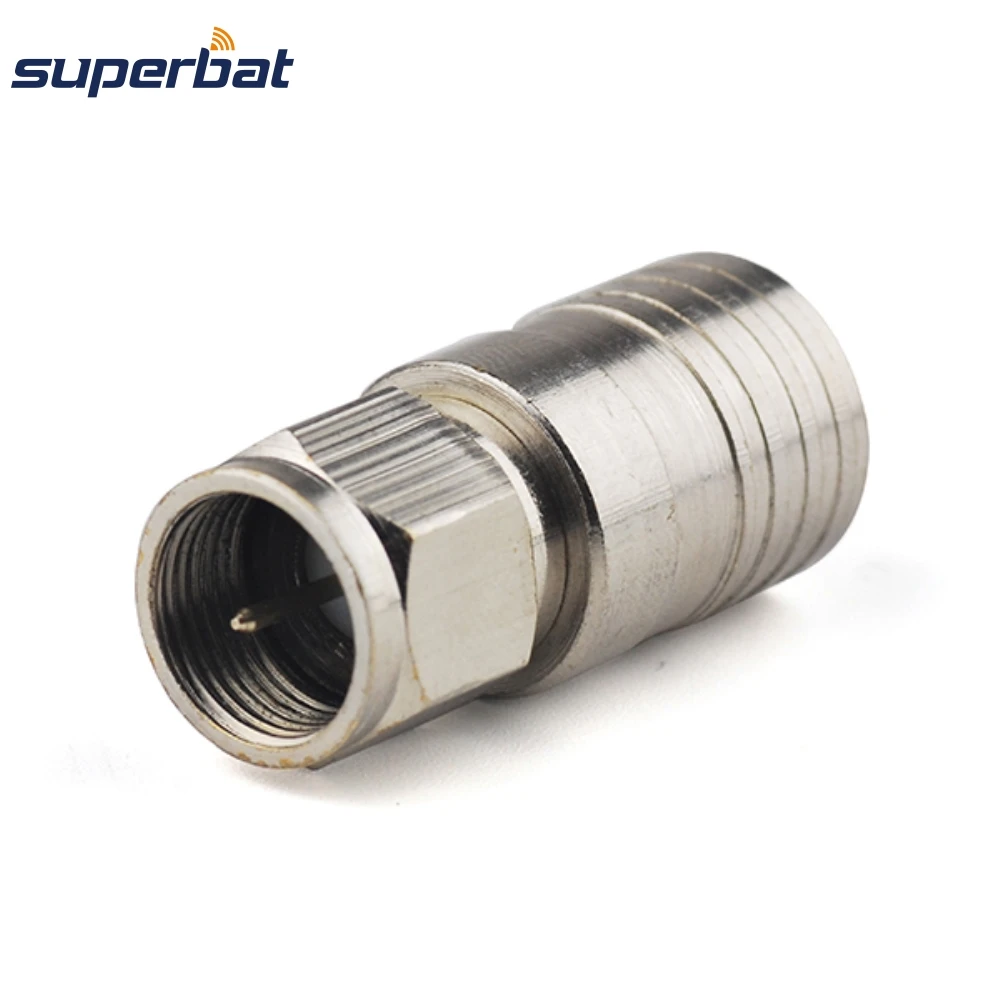 Superbat 5pcs F-Type Male Crimp Straight RF Coaxial Connector 50 Ohm for RG11 Cable