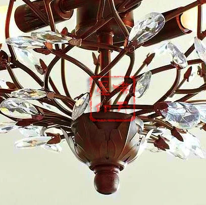 American Vintage Iron Crystal Ceiling Nordic IKEA branches creative personality aisle lighting lamps bedroom den |