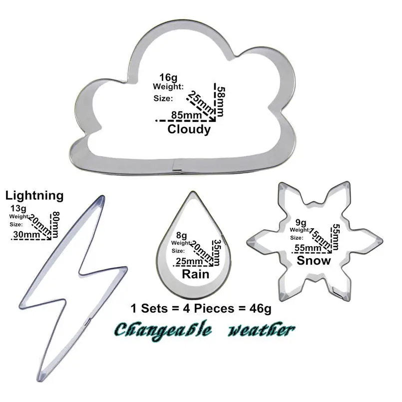 Облачно молния дождь снежинка форма украшения торта инструменты четыре сезона