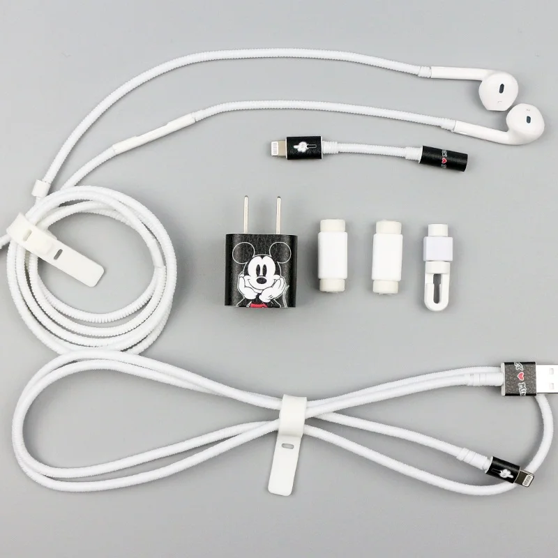 Фиолетовый Обновленная версия USB защитный кабель Стикеры для намотки Кабельный органайзер тпу спиральный usb-шнур с зарядным устройством для Iphone для Apple iPhone 7 Plus 8 X - Цвет: Фиолетовый