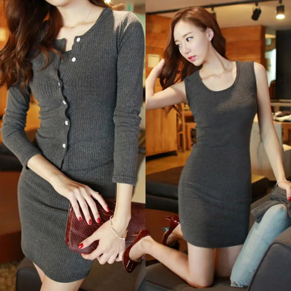The Same Set Of Star Spell Wave Knitting Two Dress|set pink|dress yogadress frock |