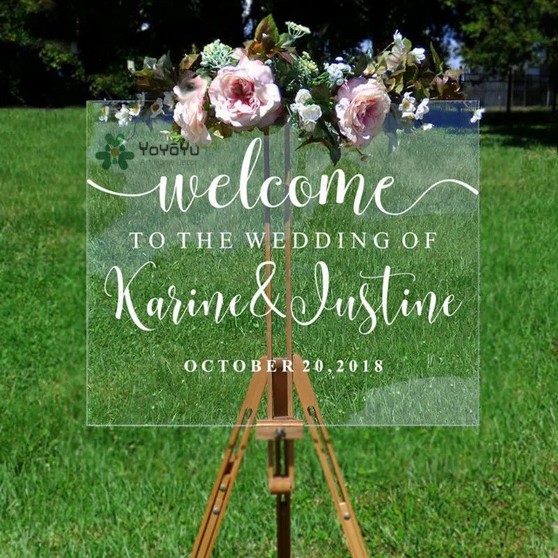 

Wedding Welcome Decal Personalized Groom Bride Names and Dates Vinyl Mirror Board Wall Sticker Removable Chalkboard Decor QQ459