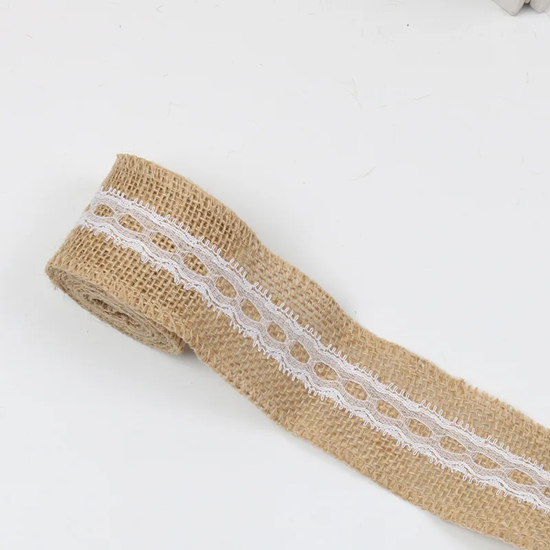 Style4 2 м/лот 5 см кружевная отделка натуральный лента из джута, мешковины DIY ручной работы льняной лента Ribons для поделок свадебные Швейные аксессуары для художественного оформления - Цвет: Style4
