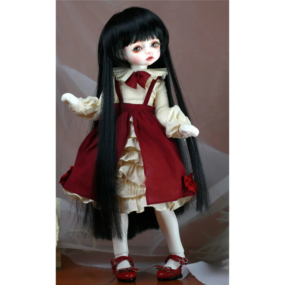 BJD черный длинный прямой парик для 1/6 11 "1/4 17" 1/3 24 "высокий YOSD MSD SD DK DZ AOD DD кукла