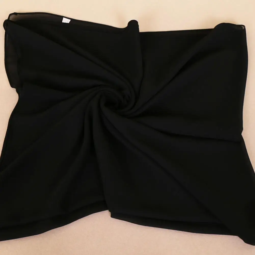 black DSstyles индийский женский мусульманский стиль сплошной цвет хиджаб шарф шифон большой квадратный платок - Цвет: black