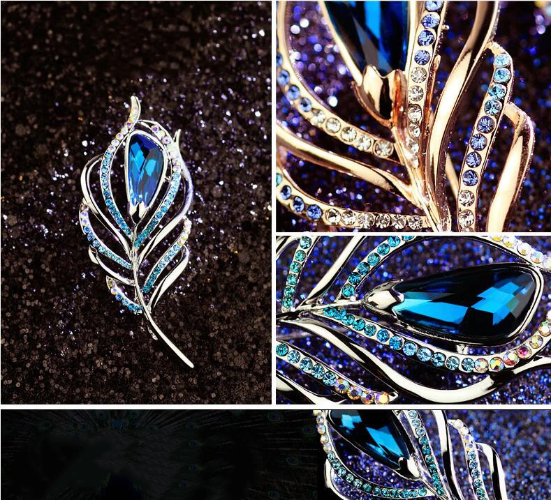 Розовое золото синий кристалл горный хрусталь с брошью для платье DIY ремесла