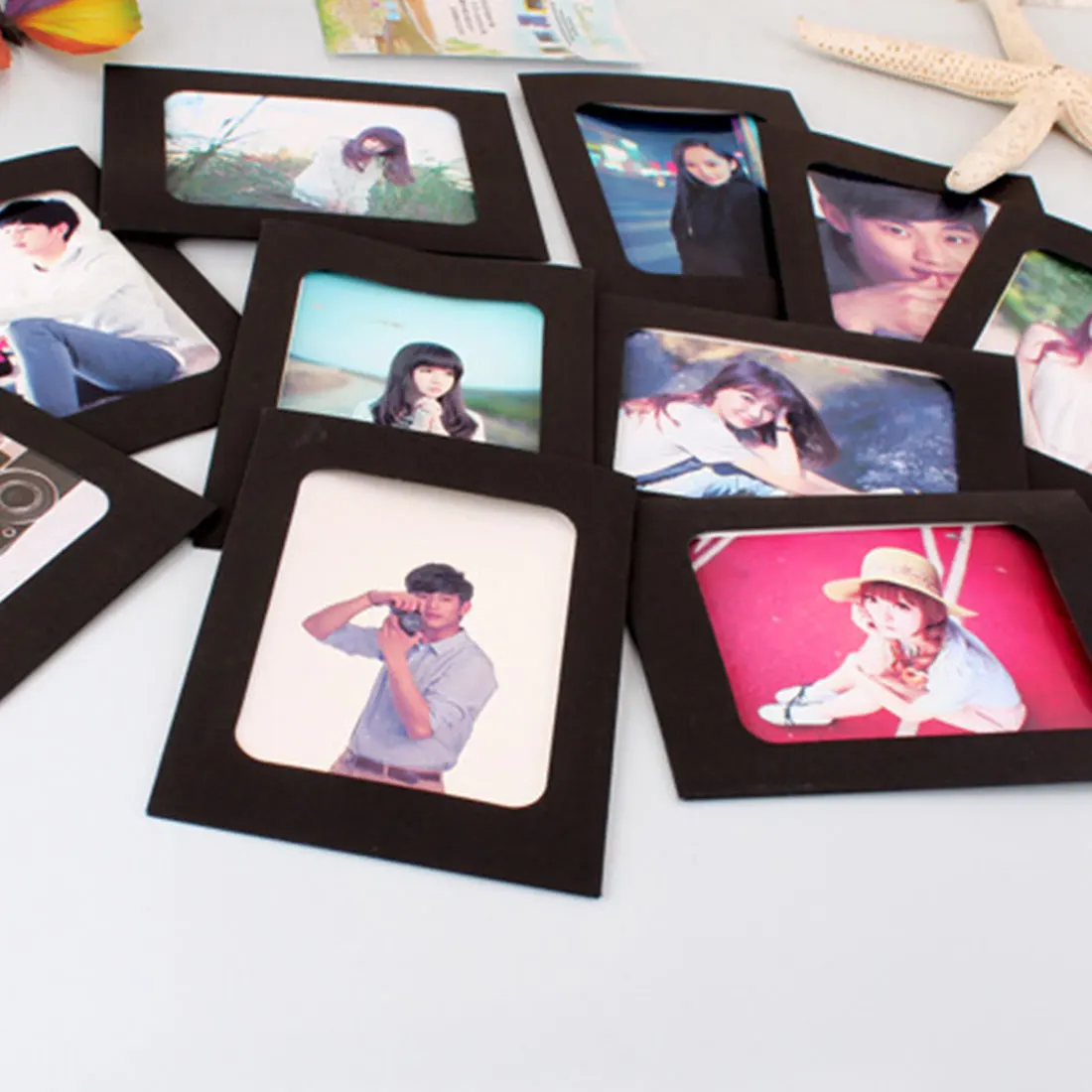 10 шт. DIY крафт-бумага фоторамка подвесная настенная рамка для фотографий и картин крафт-бумага с зажимами и веревкой для семейной памяти 3-7 дюймов