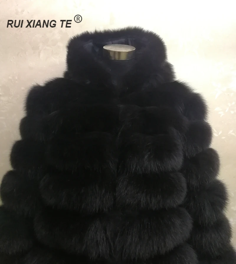 RuiXiangTe новинка женский натуральный мех шуба из песца с капюшоном польто для зими шуба заказ прямая постовка с фабрики