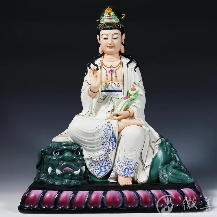 Dehua ceramics 16 дюймов три Kegon Манджушри Бодхисаттва статуя шакьи Муни Будды|ceramic