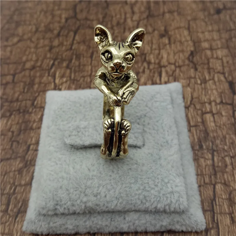 Elfin новые винтажные Ретро Кольца Sphynx модные милые ювелирные изделия в виде кота