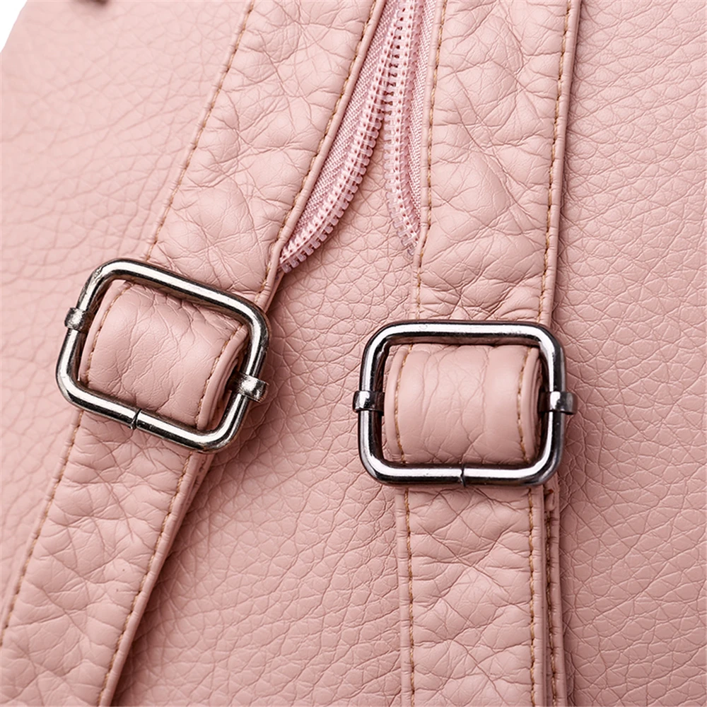 New Ladies Soft Washed Leather Backpack 3-in-1 Cute Cat Women Bagpack Small Travel Backpack For Girls Sac a dos Mochila Feminina