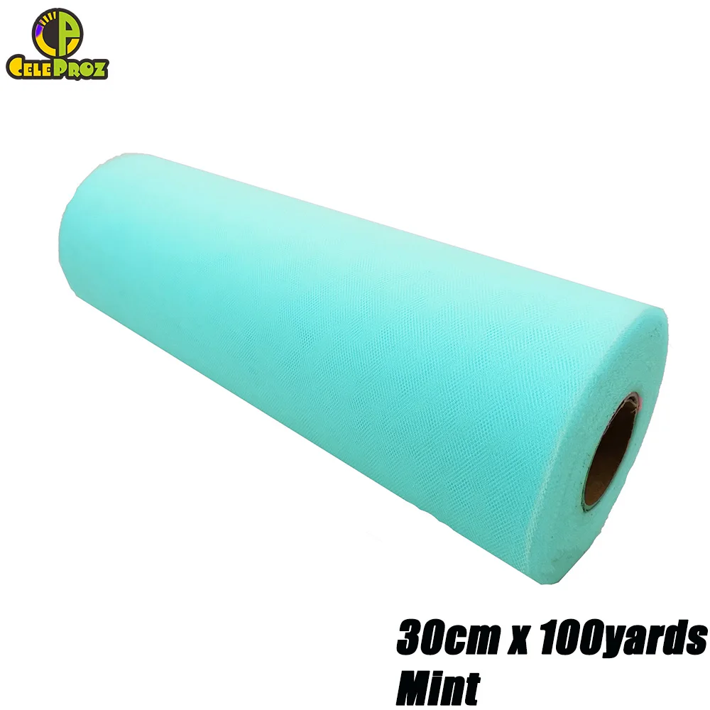 30cm MINT 30 см 100 ярдов белый тюль рулон Тюль органза Ткань DIY открытый свадьба день рождения Alise Runner центральные украшения принадлежности - Цвет: 30cm MINT
