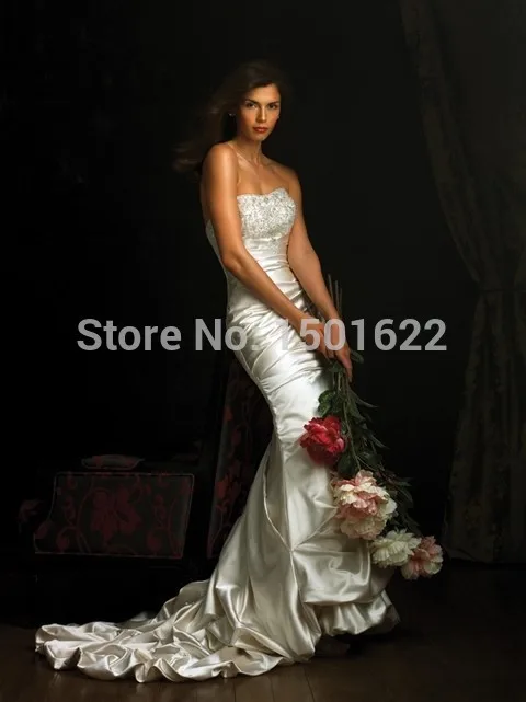 Wedding Dresses 2014 free shipping vestido de noiva Floor-Length A-Line Strapless Sleeveless Taffeta Appliques Off the Shoulder | Свадьбы и